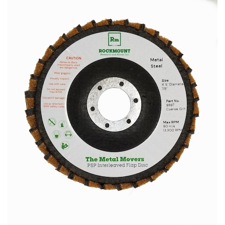 Rockmount Research And Alloys PSP Flap Disc, A Double-Duty Disc that both Grinds and Finishes, 4-1/2" x 7/8 Arbor, Coarse Grit 9897